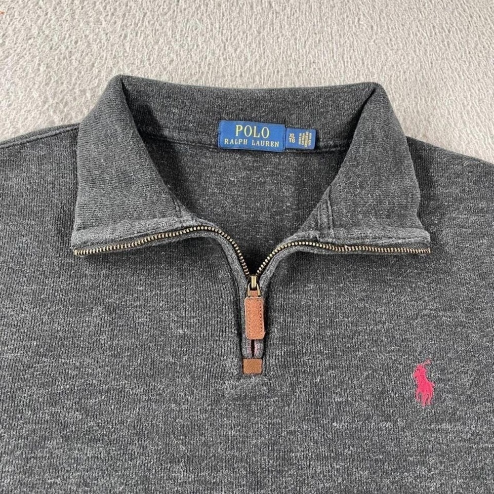 Vintage Polo Ralph Lauren Quarter Zip XL Classic Preppy Essentials Charcoal Grey